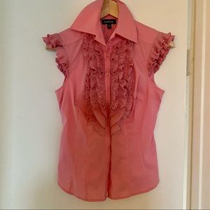 Bebe Sleeveless Top Shirt with ruffles in Pink